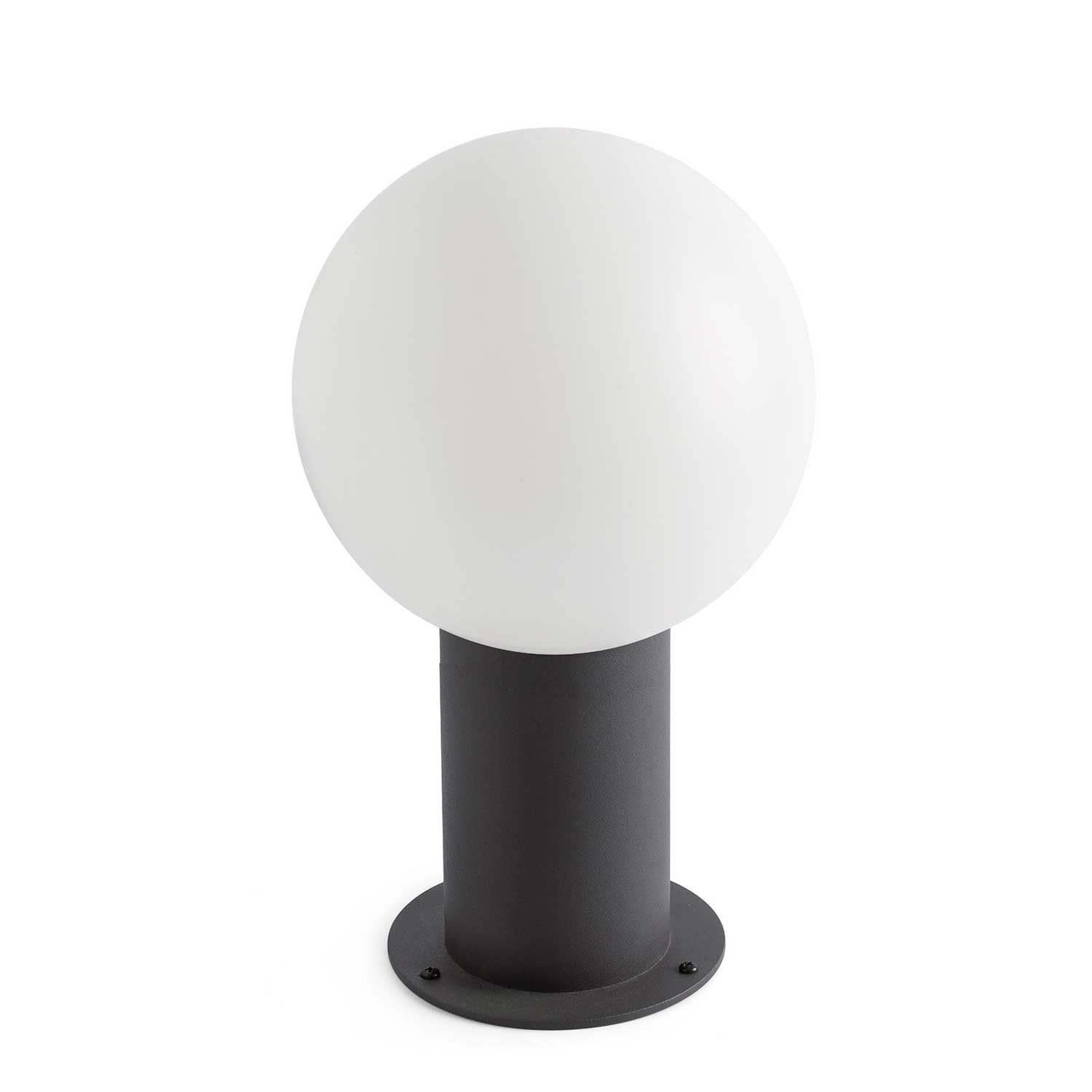 Moon - Borne lumineuse boule en alu gris foncé pour jardin