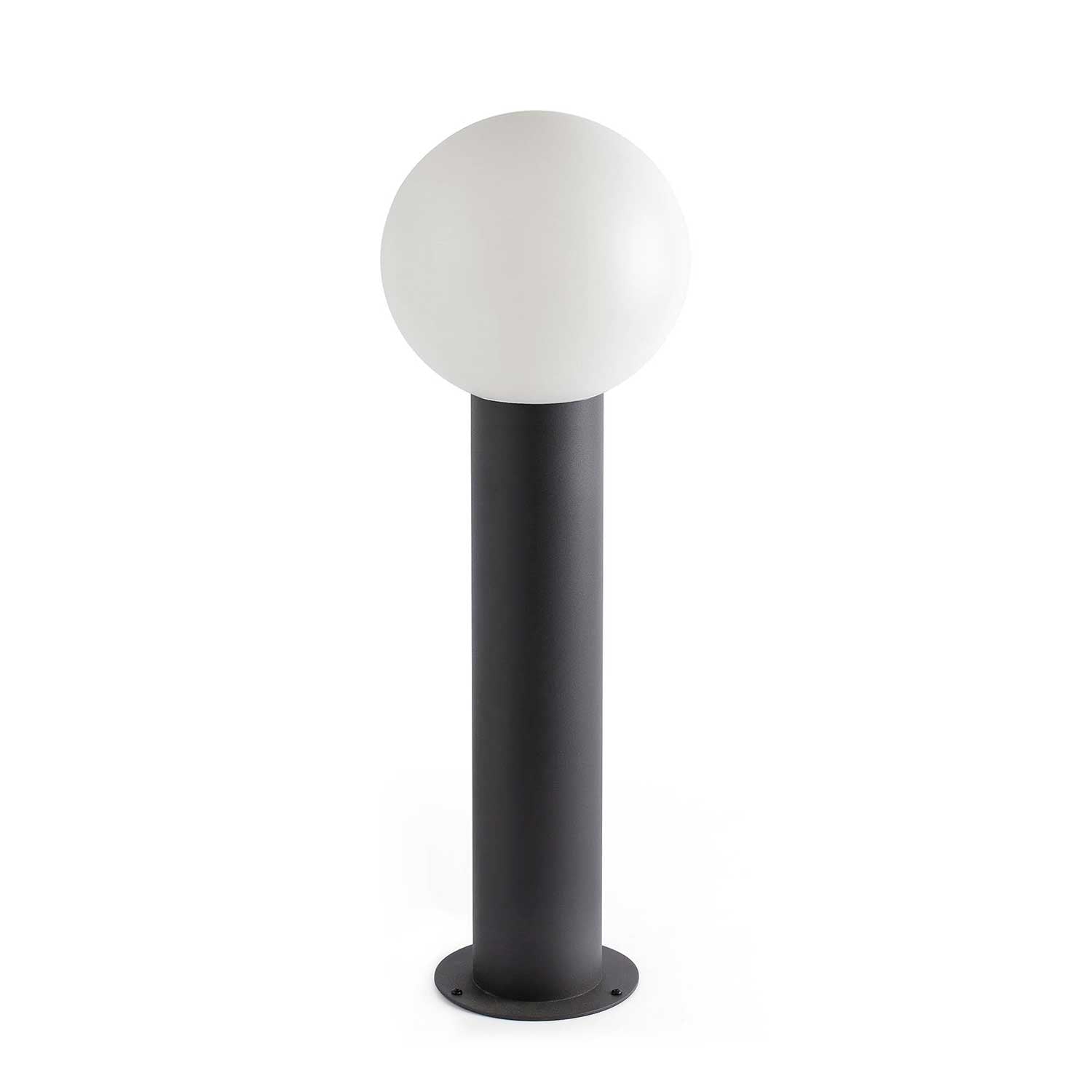 Moon - Borne lumineuse boule en alu gris foncé pour jardin