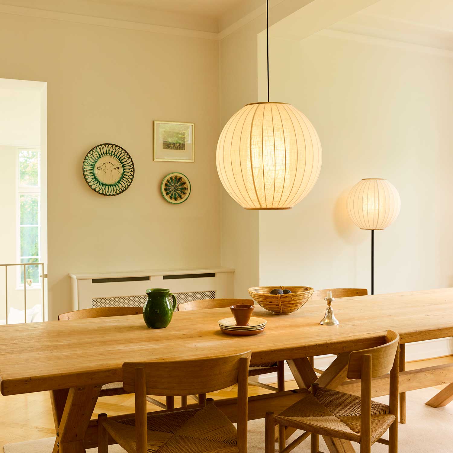 Balloon - Lampadaire sur pied lanterne en tissu design scandinave