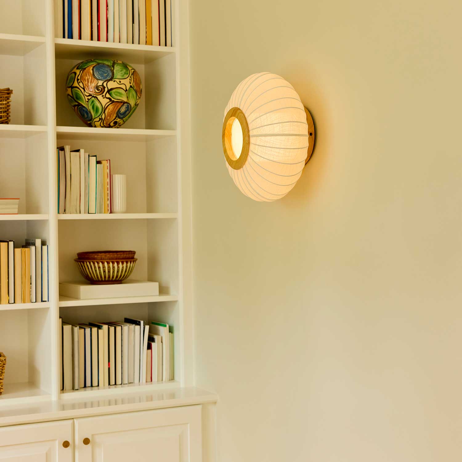 Balloon - Plafonnier lanterne en tissu et bois design scandinave