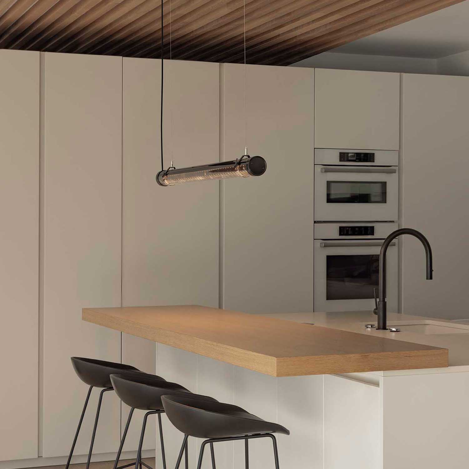 Scuba Louver - Suspension tube led industrielle pour cuisine moderne