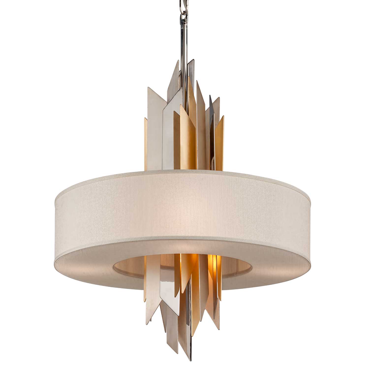 Modernist - Modern living room chandelier in metal and linen