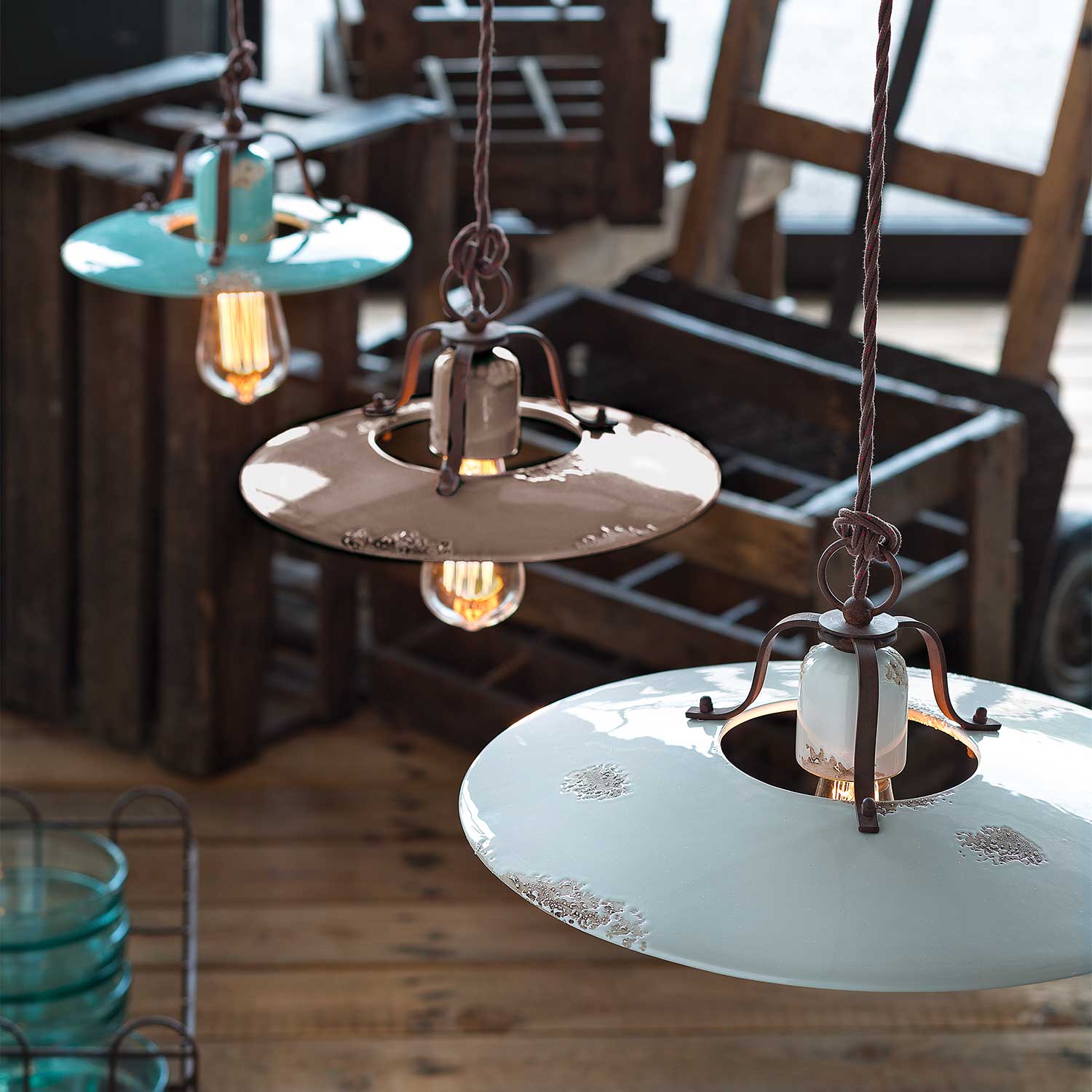 Country - Lustre design rustique pour cuisine style retro