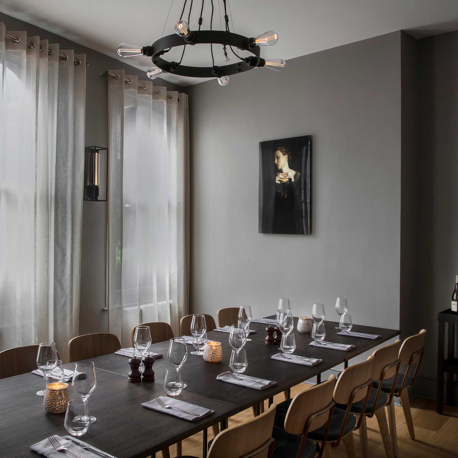 Hero Light - Industrial metal chandelier and bulbs for kitchen