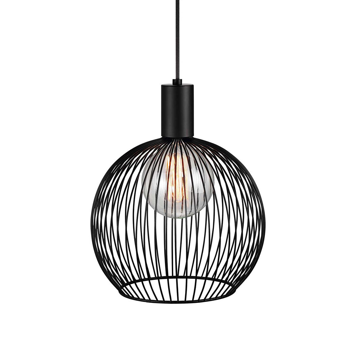Aver - Suspension ajourée en métal noir, design sculptural et style industriel