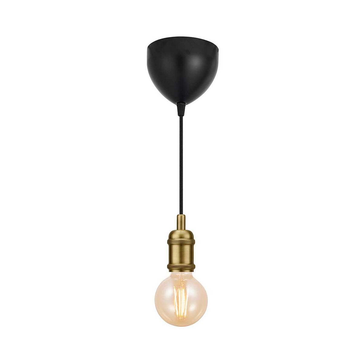 Avra - Suspension en métal à ampoule apparente et câble textile, style industriel