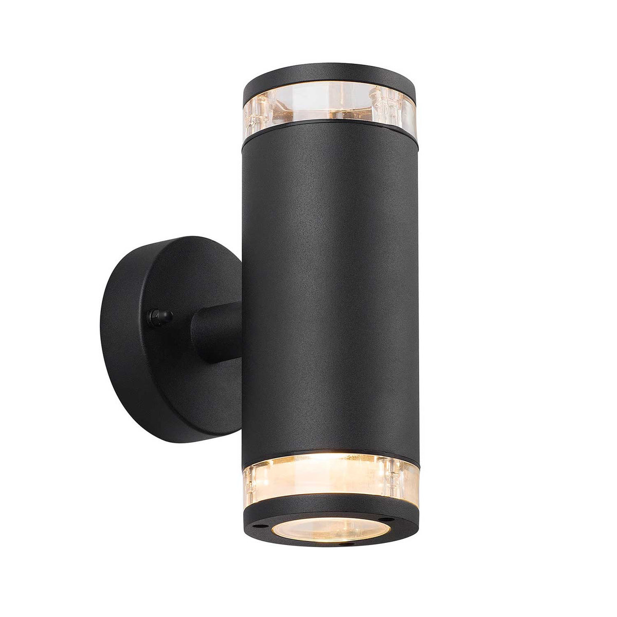 Birk Double - Applique murale d’extérieur à double éclairage en aluminium noir, style moderne