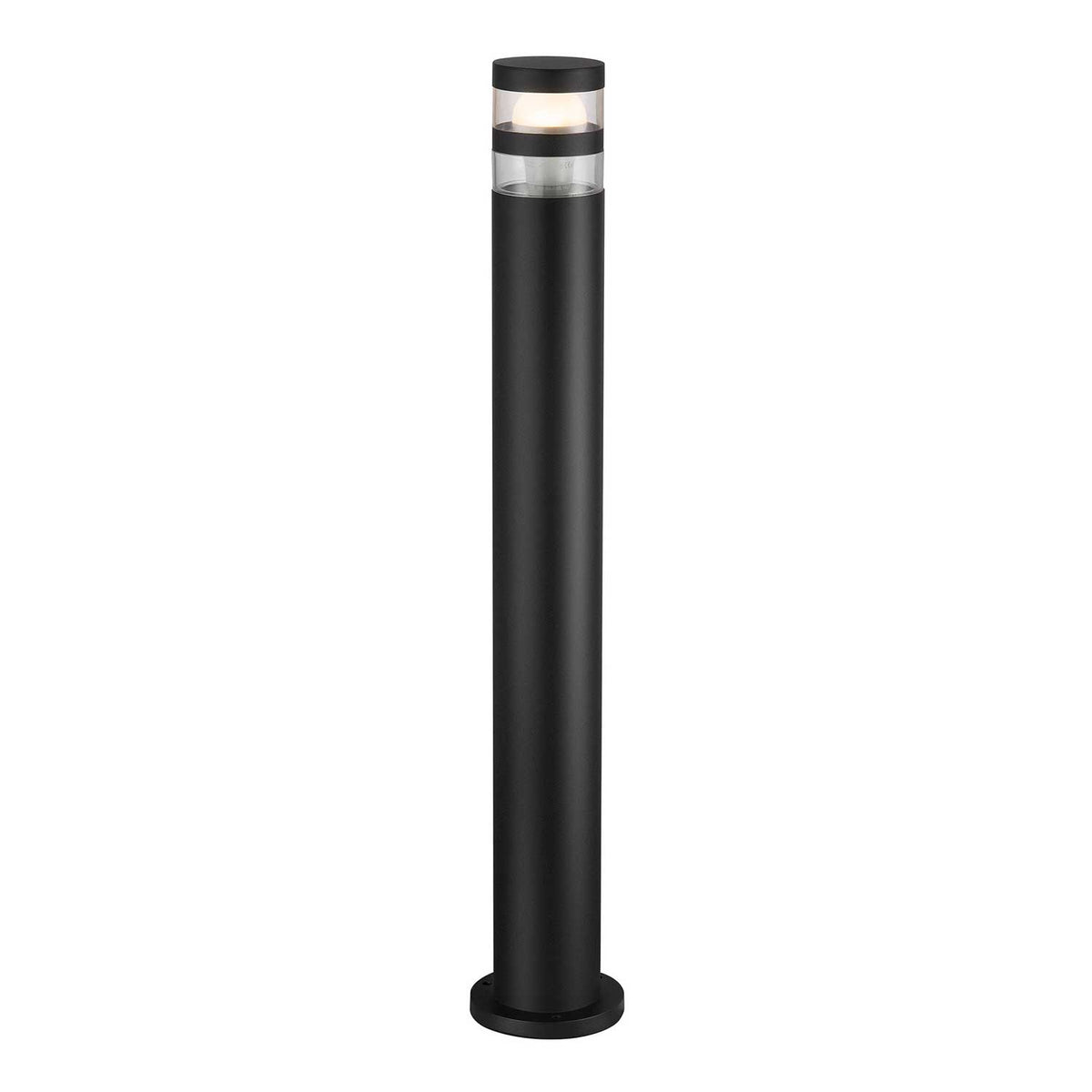 Birk - Borne de jardin en aluminium noir, silhouette cylindrique de style moderne