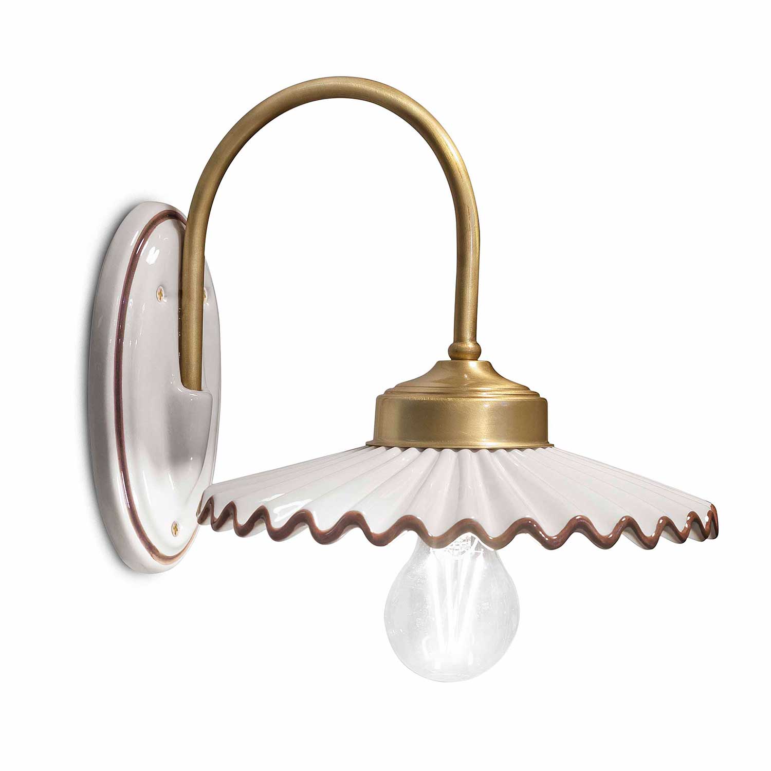 L'Aquila - Applique murale vintage en laiton et céramique