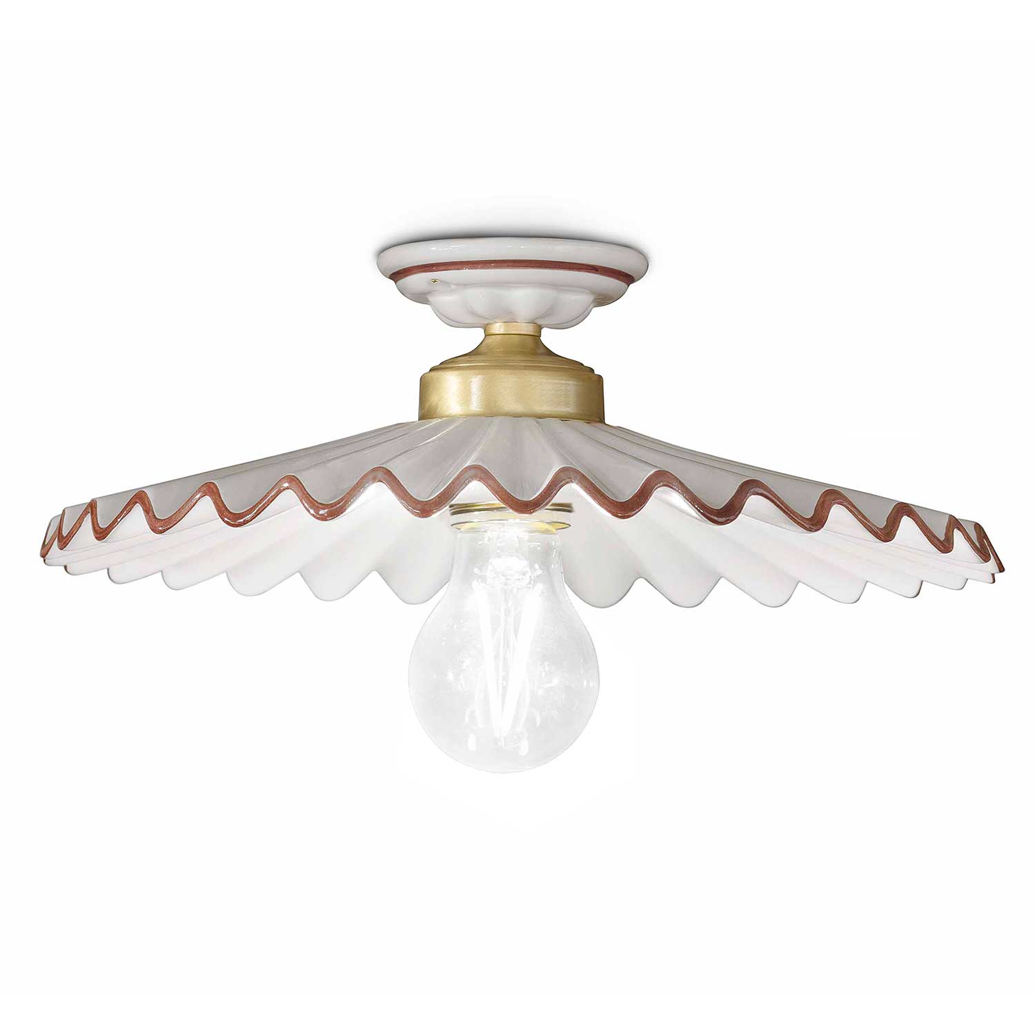 L'Aquila - Plafonnier vintage en laiton et céramique pour salon