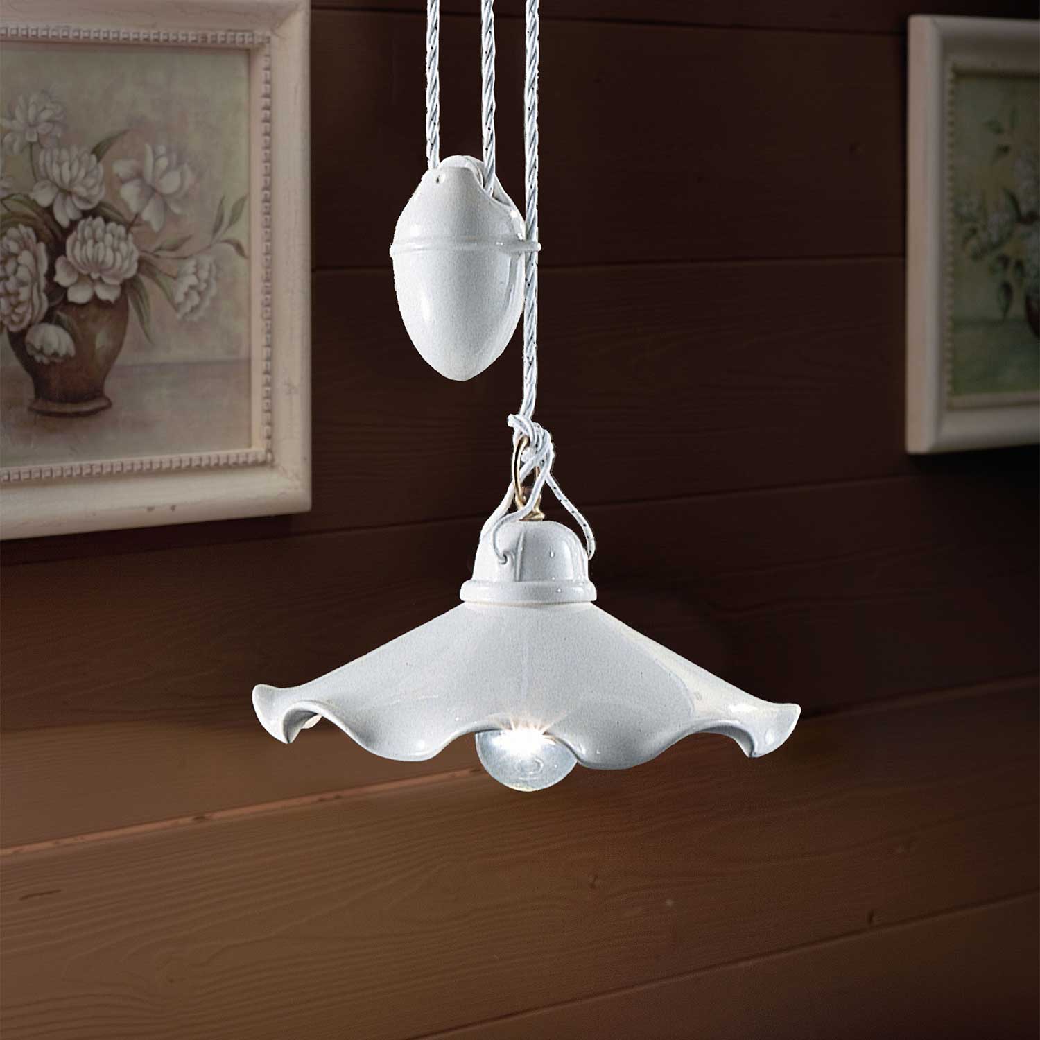 Belluno - White ceramic vintage pendant light for dining room