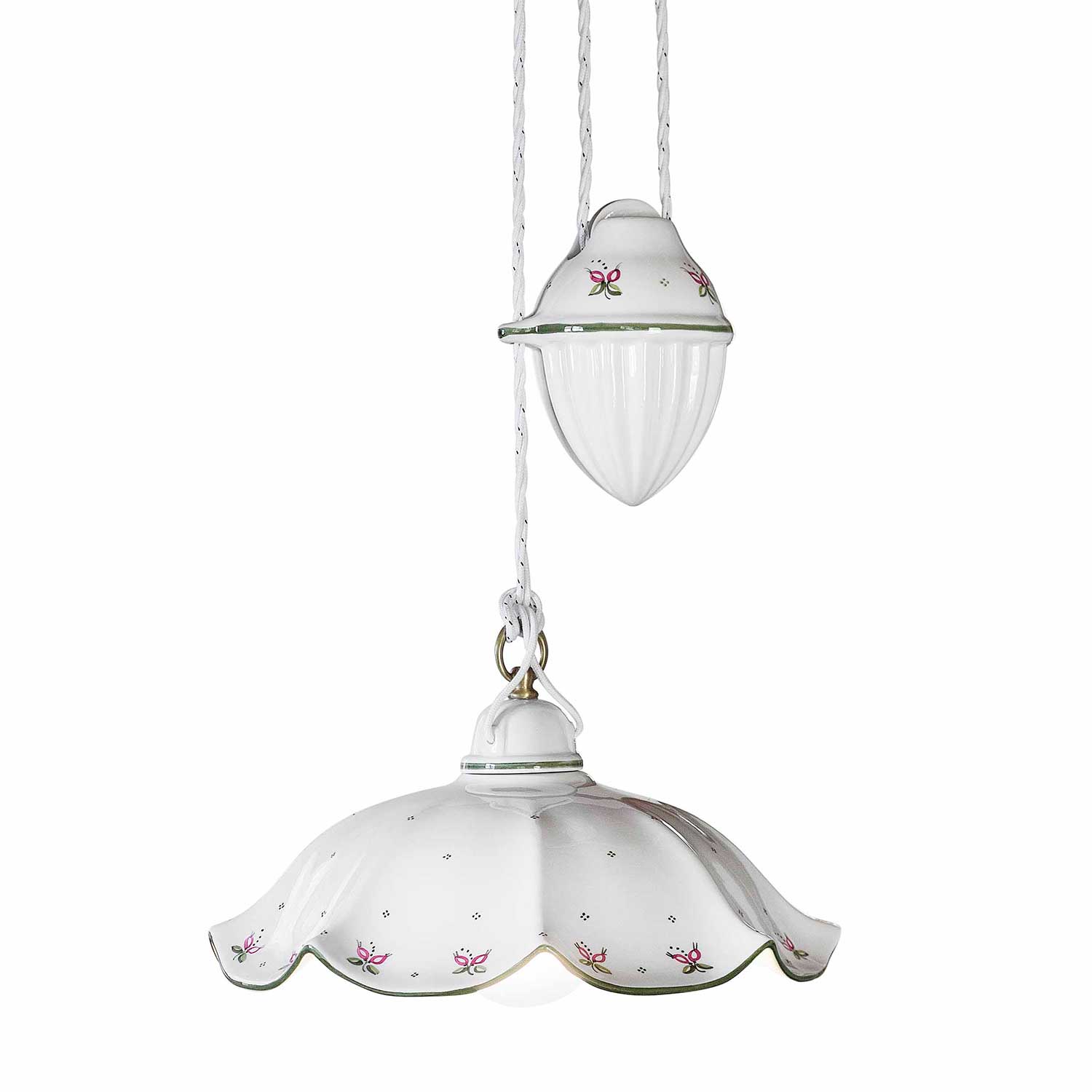 Belluno - Antique white ceramic pendant light with flowers