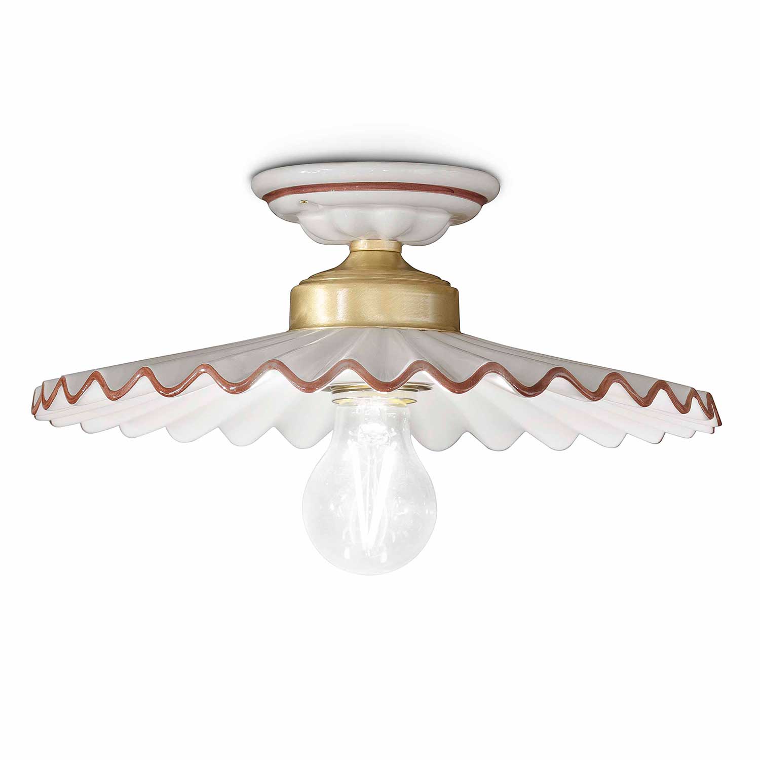 L'Aquila - Plafonnier vintage en laiton et céramique pour salon