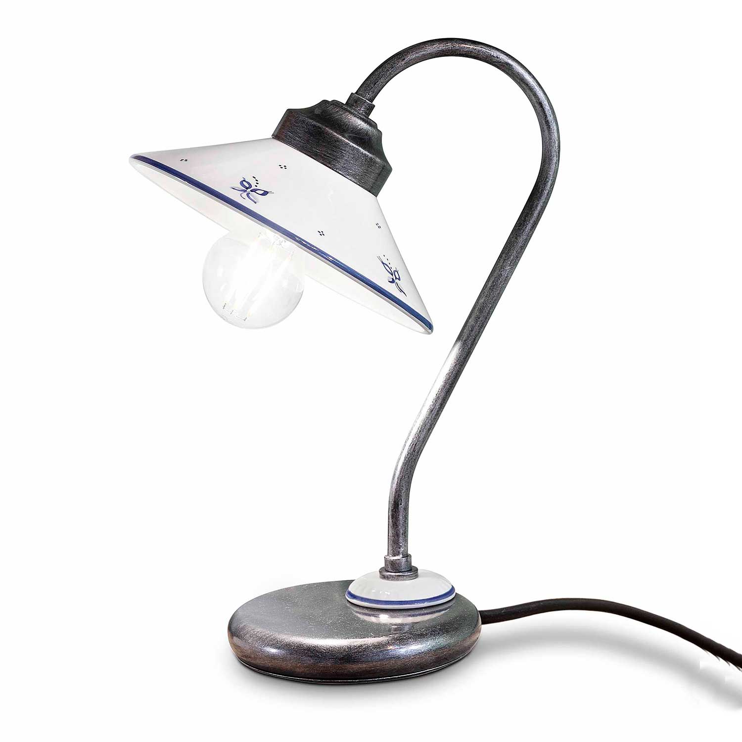 Asti - Lampe de chevet vintage en céramique blanche