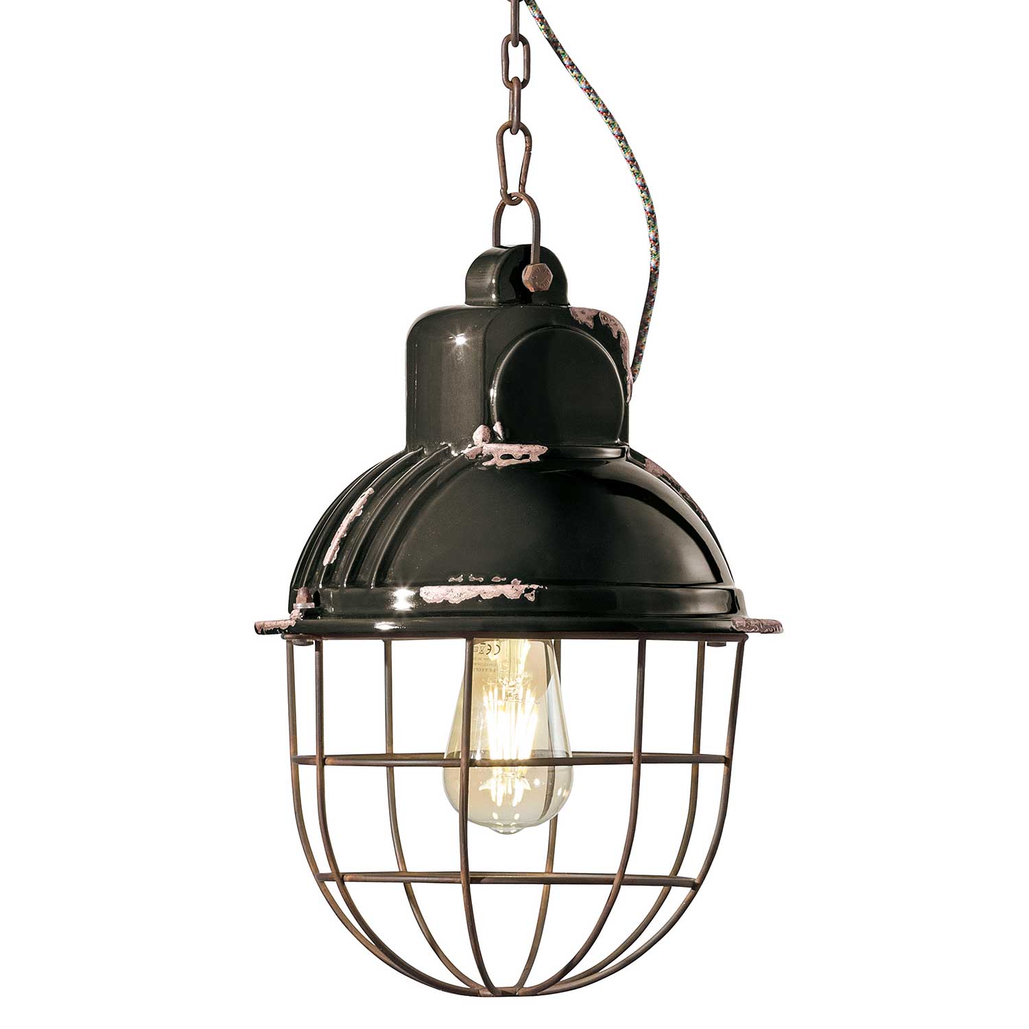 Industrial - Industrielle Hängeleuchte aus Keramik und Stahl