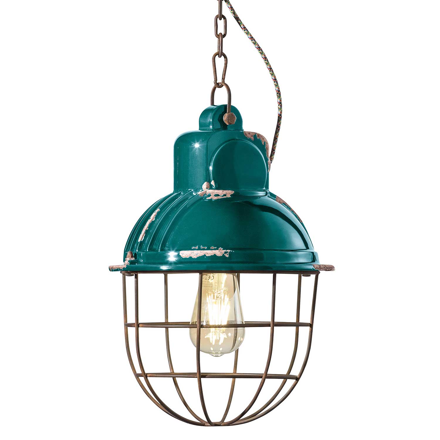 Industrial - Industrielle Hängeleuchte aus Keramik und Stahl