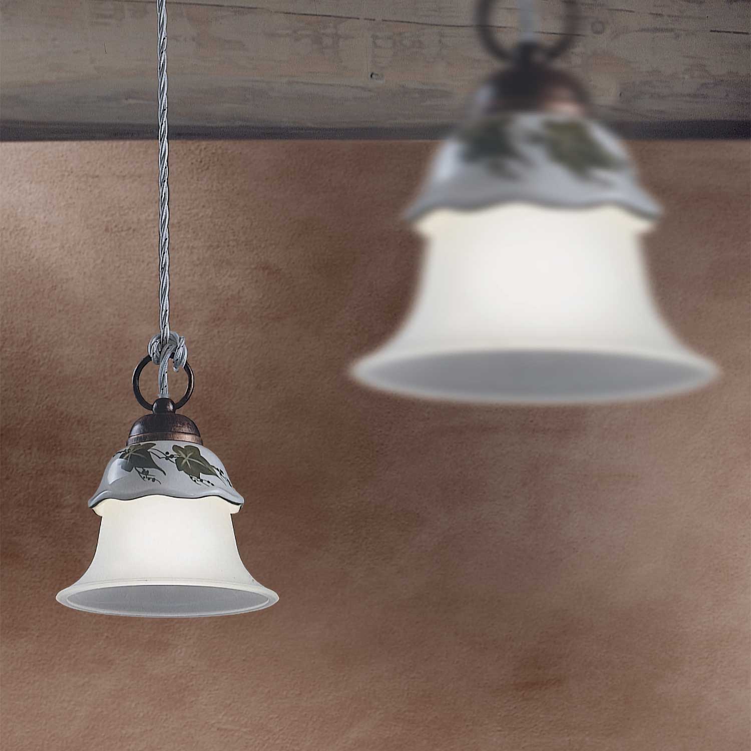 Ferrara - Petit lustre ancien en céramique pour cuisine