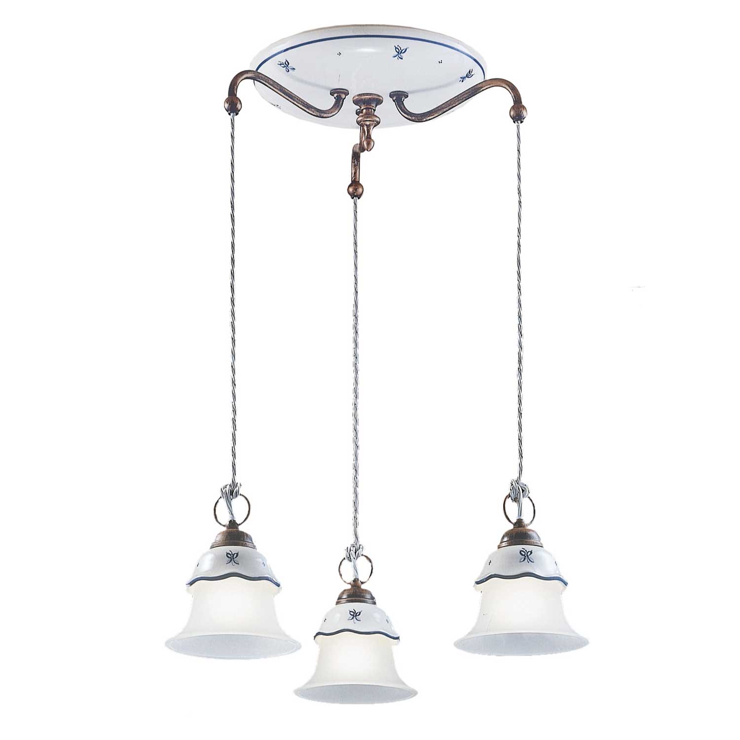 Ferrara - Lustre cuisine baroque en céramique fleurie