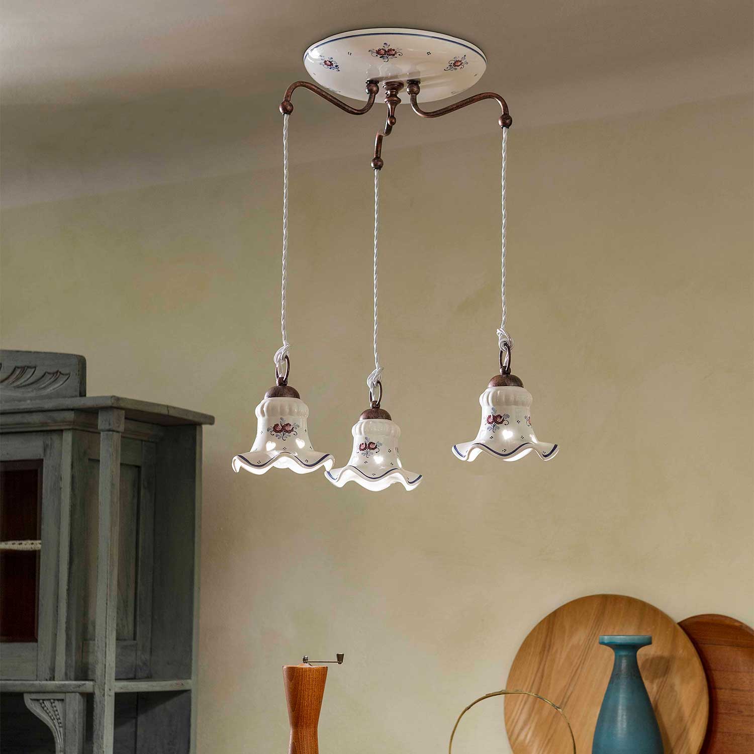 Chieti - Lustre ancien en céramique pour salle à manger