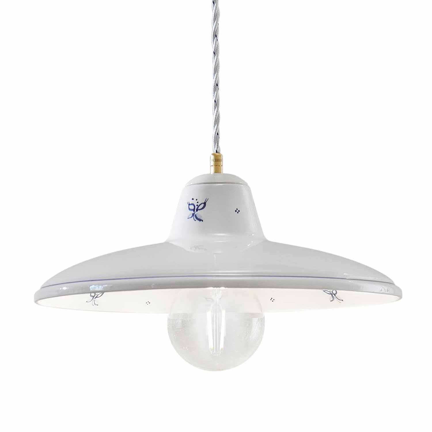 Como - Lustre design italien en céramique blanche fleurie