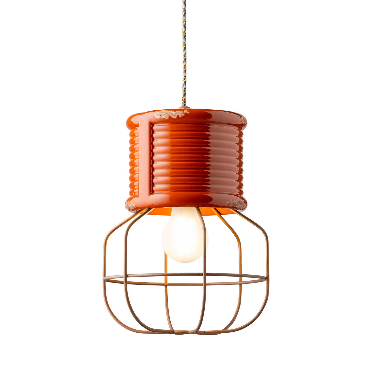 Industrial - Petite suspension industrielle design orange