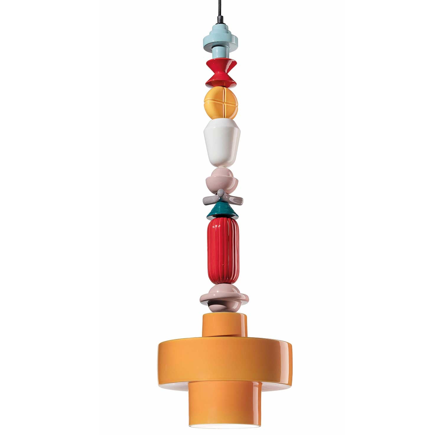 Lariat - Ceramic bead chandelier for eclectic kitchen