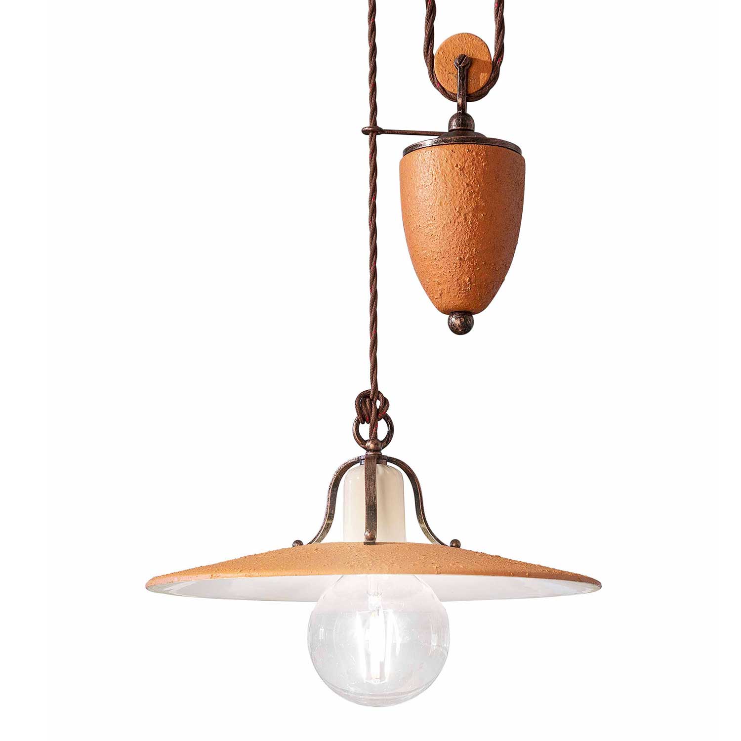 Bologna - Ceramic pendant light with terracotta effect in vintage style