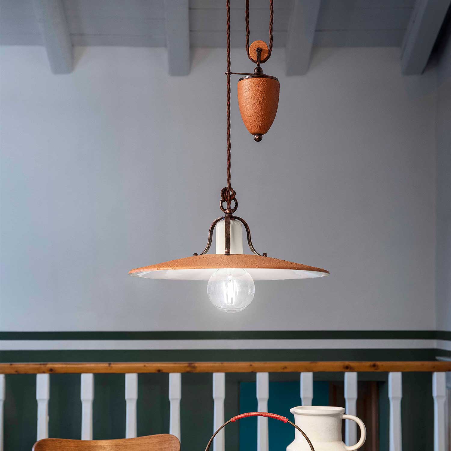 Bologna - Ceramic pendant light with terracotta effect in vintage style