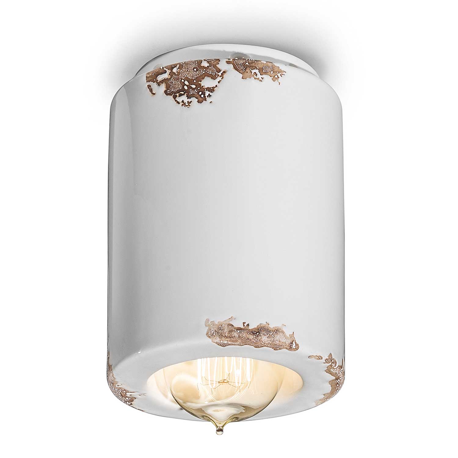 Vintage - Vintage-Deckenstrahler aus Keramik mit gealtertem Effekt