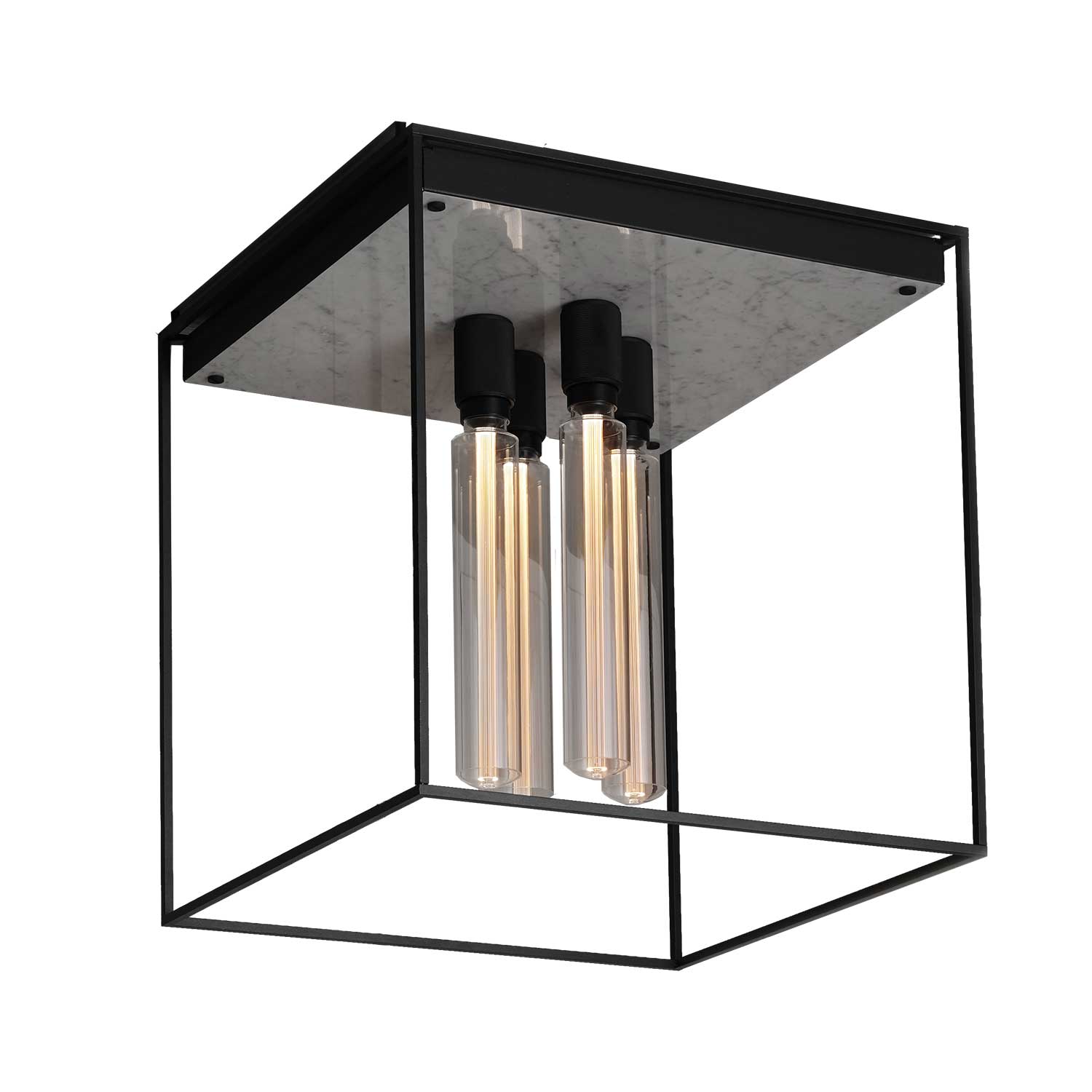 Caged 4.0 Cross - Plafonnier cage en métal et marbre pour salon moderne