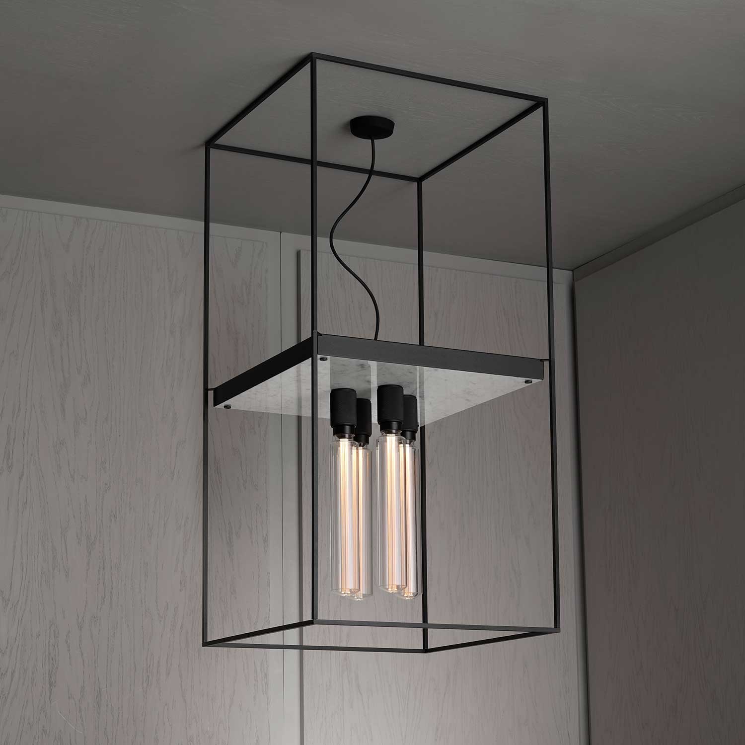 Caged 4.0 Cross - Plafonnier cage en métal et marbre pour salon moderne