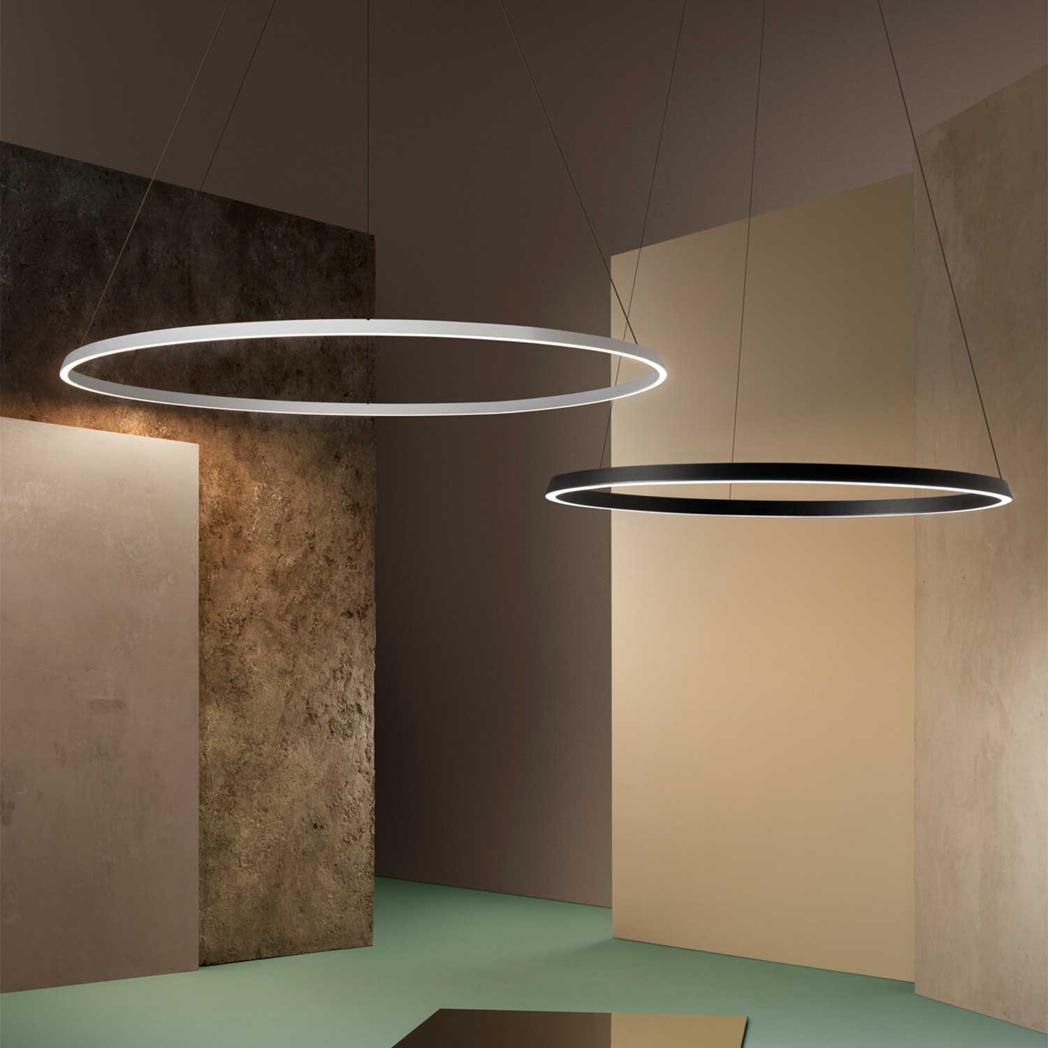 Circular Downward - Grande suspension LED anneau design pour salon