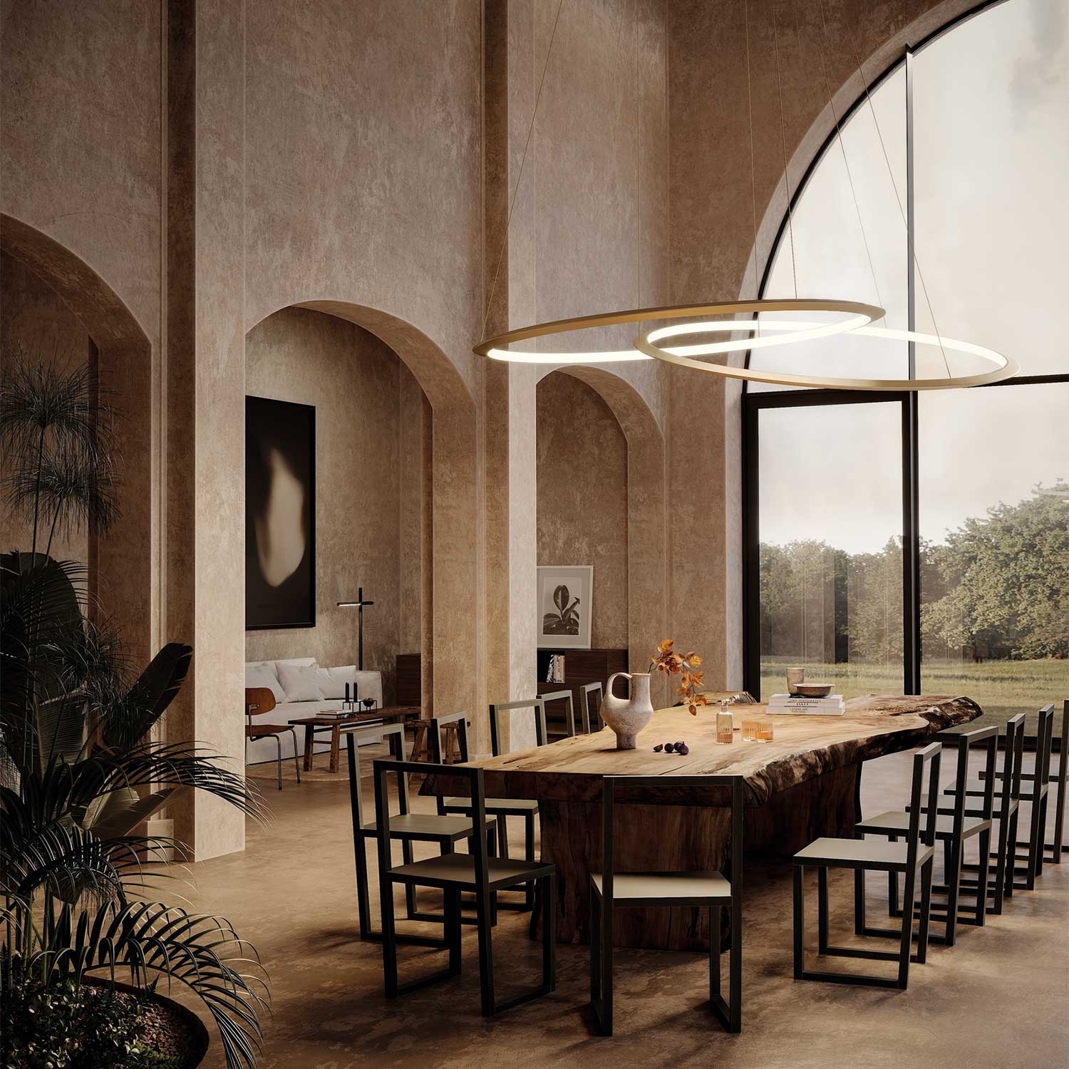 Circular Inward - Grande sospensione LED anello design per soggiorno