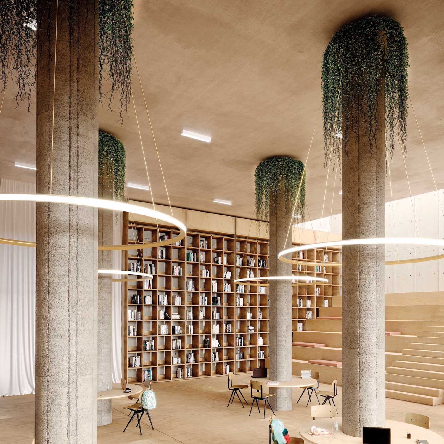 Circular Outward - Grand lustre LED anneau design pour salon