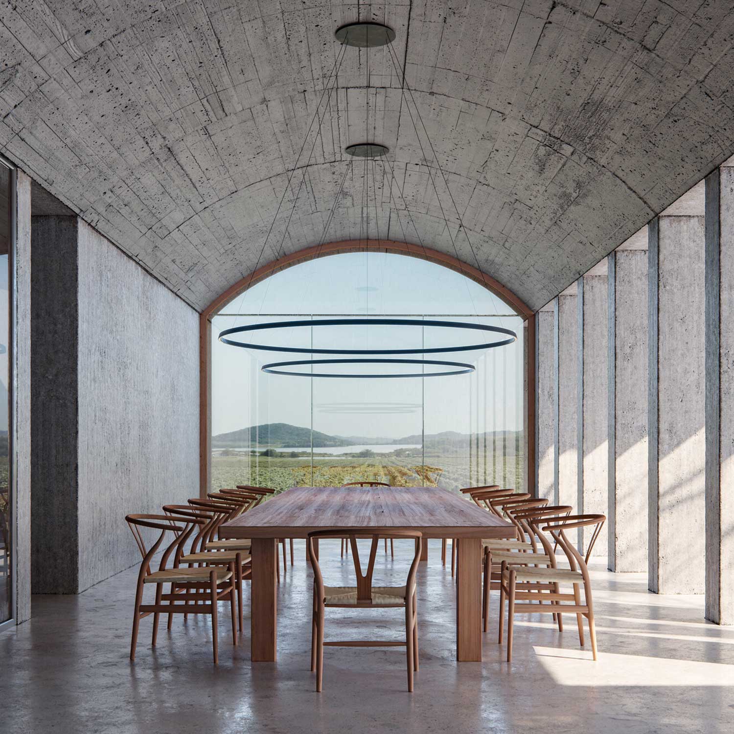 Circular Downward - Grande suspension LED anneau design pour salon