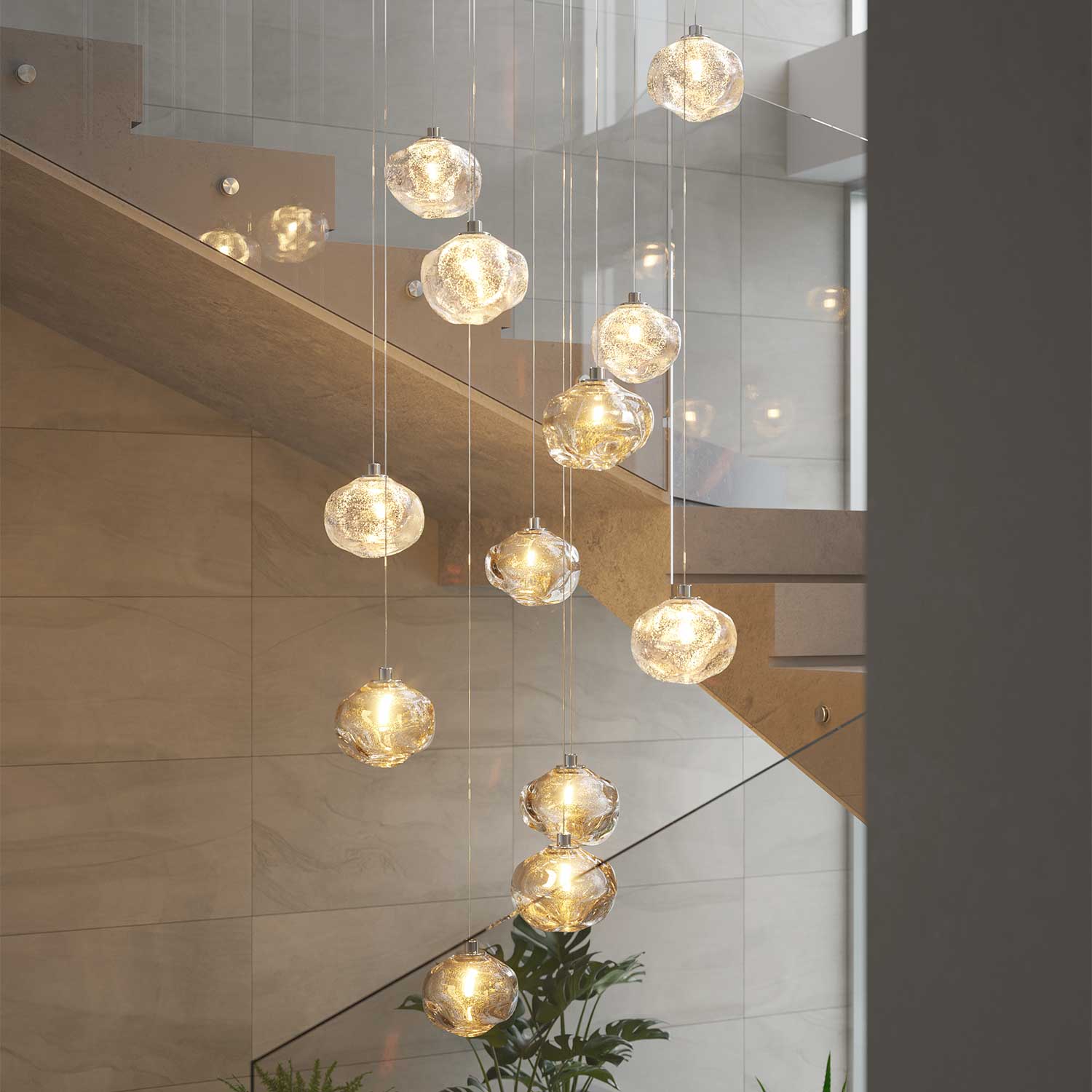 Raw - Luxurious LED glass pendant light for interior design