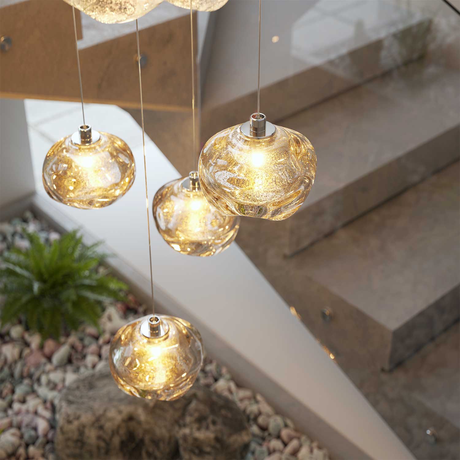 Raw - Luxurious LED glass pendant light for interior design