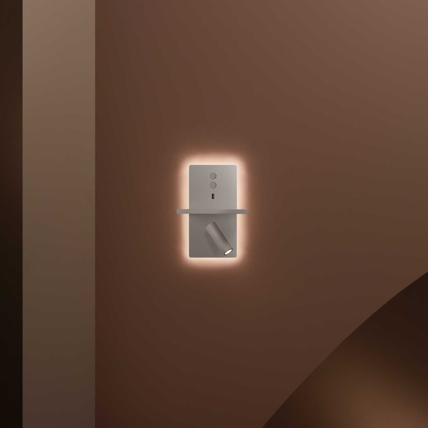 E-lamp - Applique murale LED liseuse avec chargeur USB-C et induction