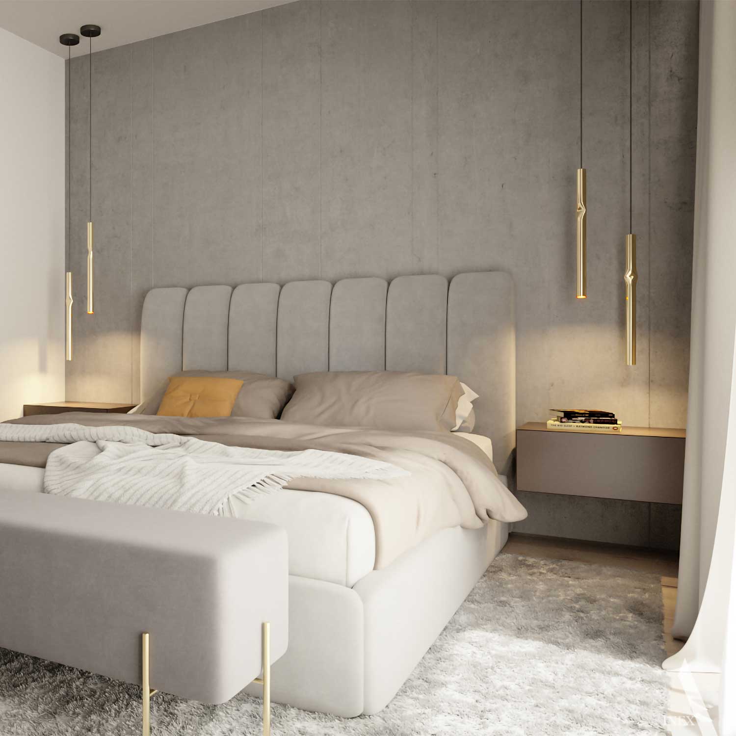 Flow - Designer-Pendelleuchte aus Stahl fürs Schlafzimmer