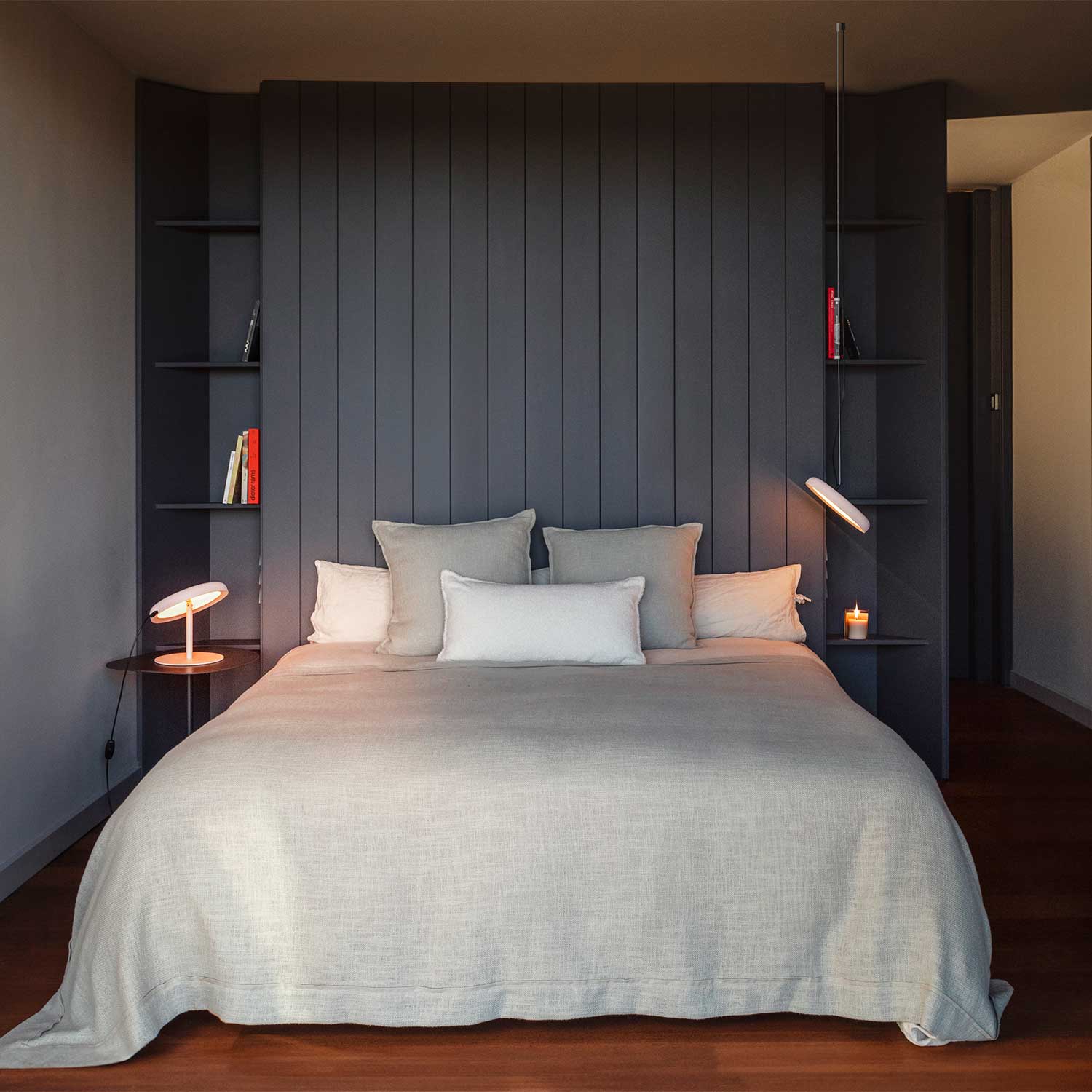 Mood – Runde Pendelleuchte aus nacktem Stahl für moderne Schlafzimmer