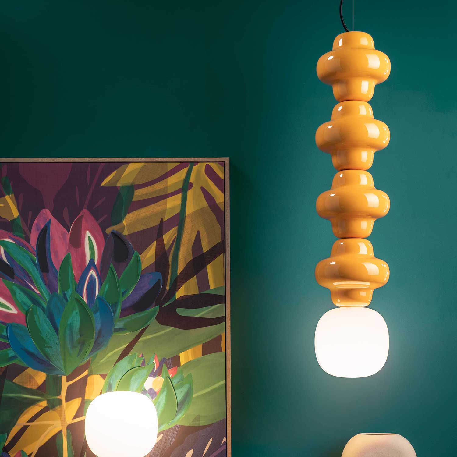 Copacabana - Grande suspension design en céramique pour salon