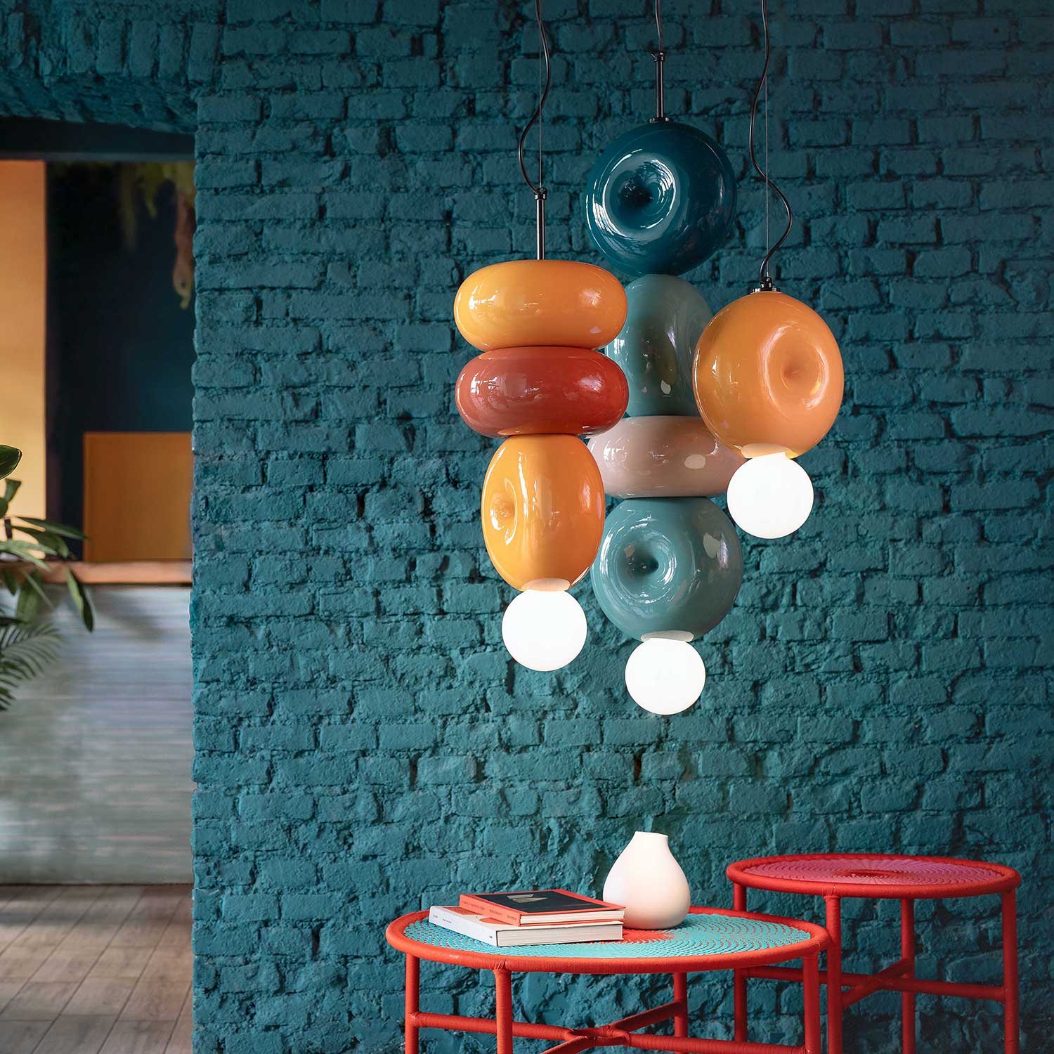 Bumbum - Lustre design céramique colorée pour salon design