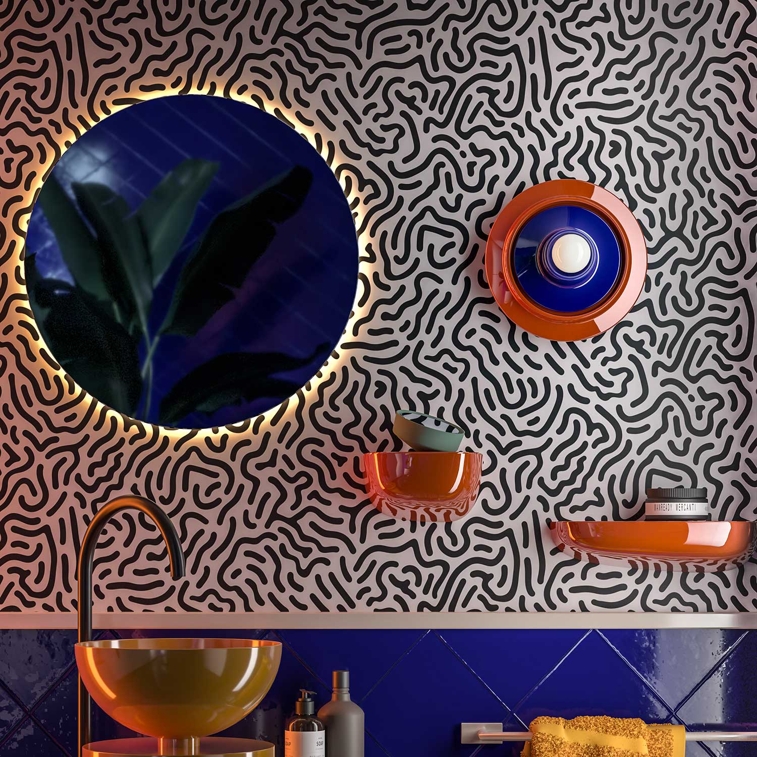 Voila - Applique murale ronde colorée en céramique moderne