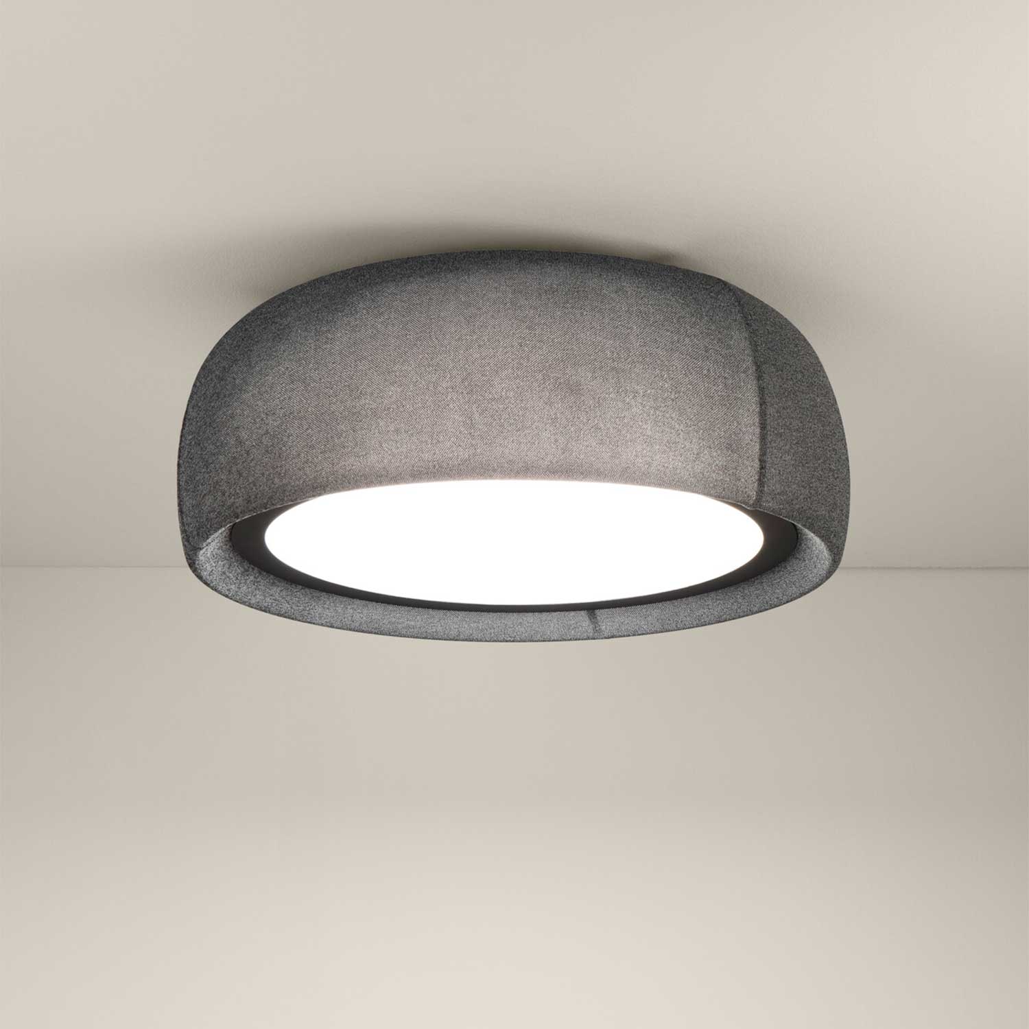 Gong - Plafonnier en tissu design LED intégrée pour salon