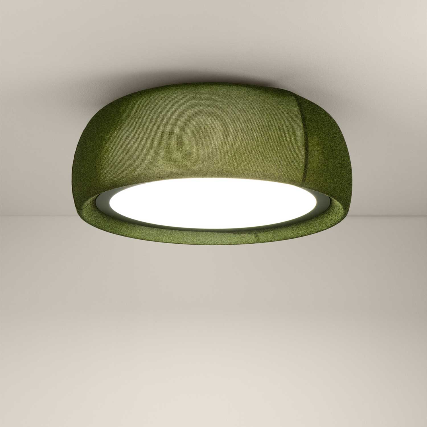 Gong - Plafonnier en tissu design LED intégrée pour salon