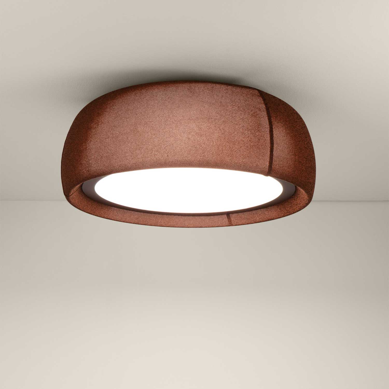 Gong - Plafonnier en tissu design LED intégrée pour salon