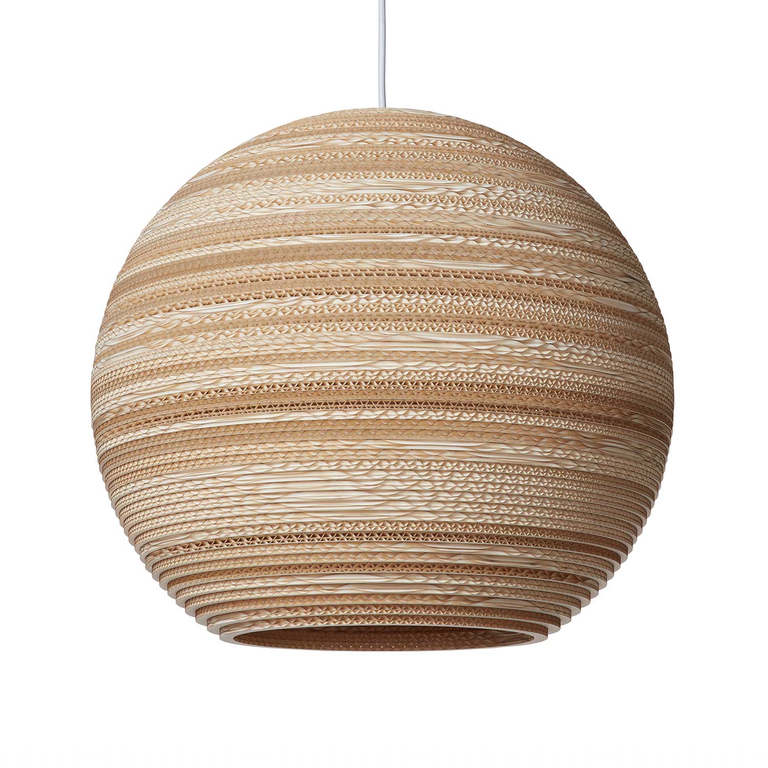 Scraplights Moon - Large cardboard ball pendant light for living room