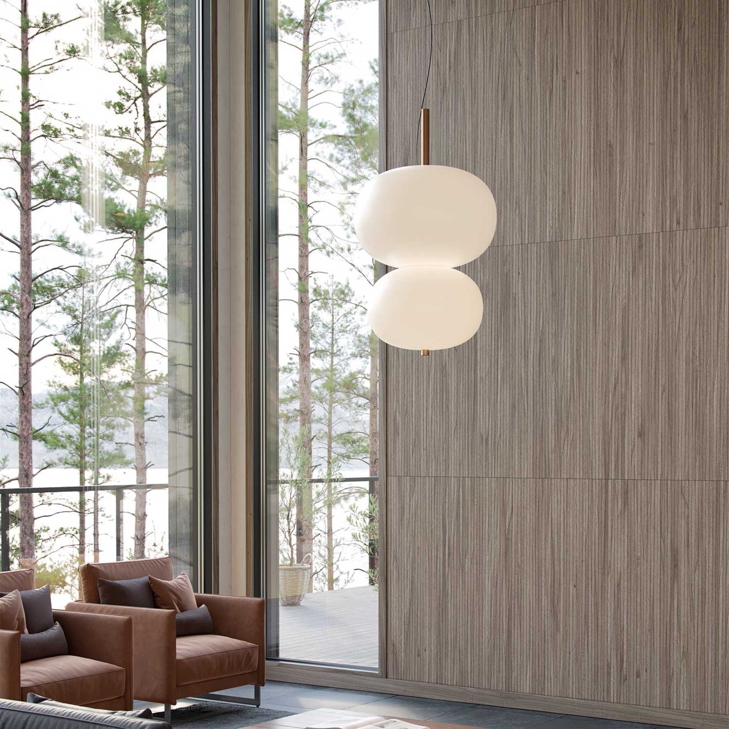 Ilargi 2 - Suspension LED en verre design moderne pour chambre