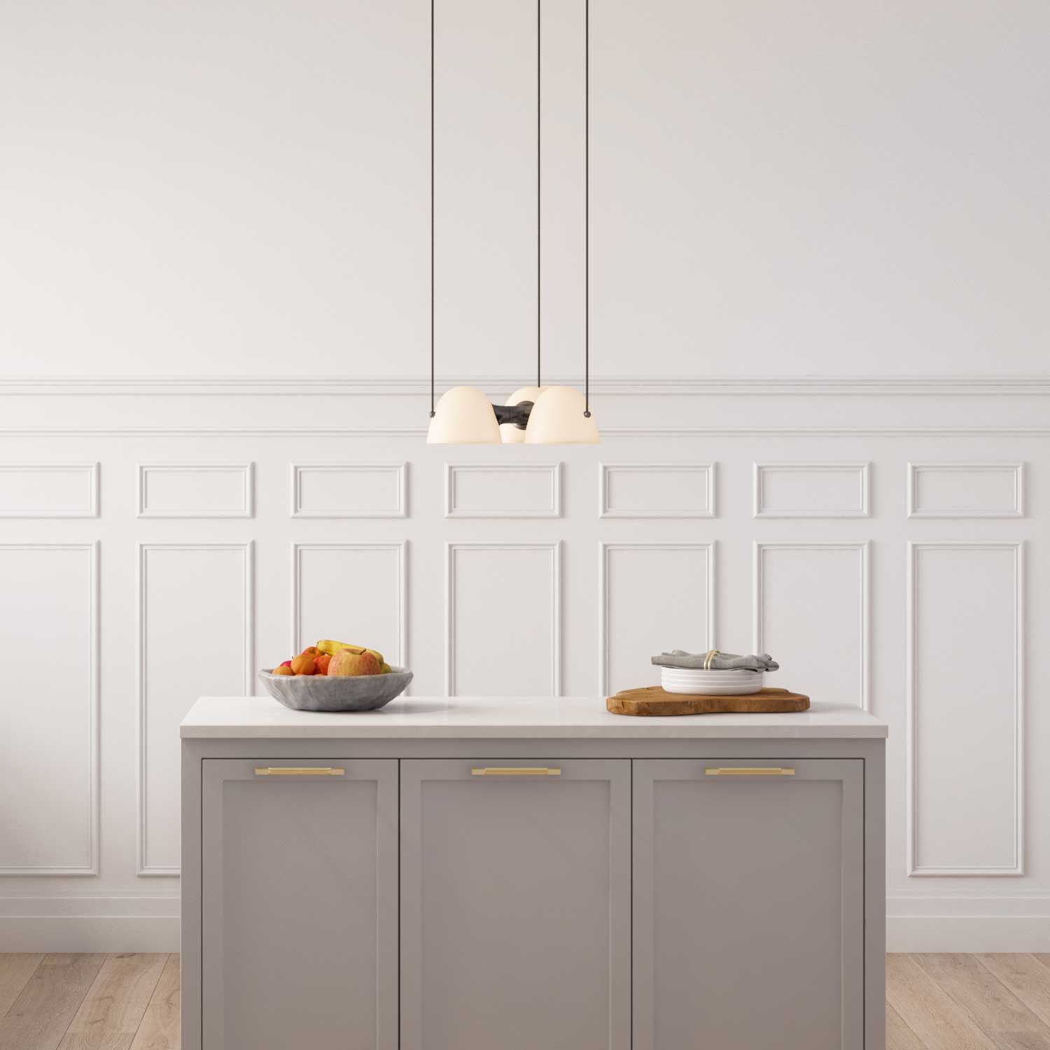 Fuse - Lustre design en albâtre et laiton vieilli pour salon