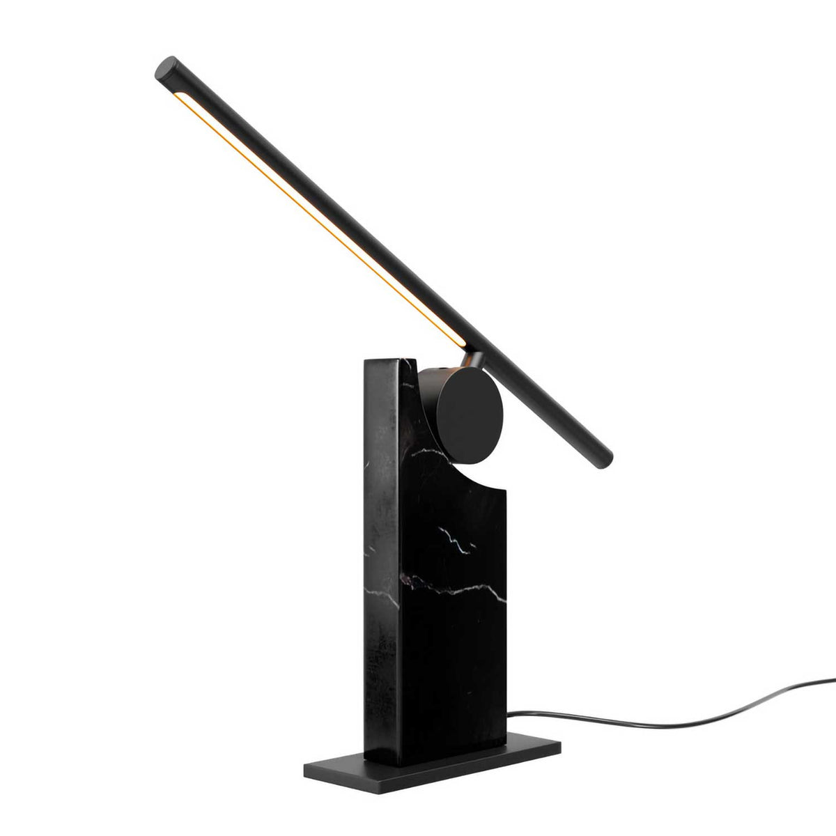 Monumento - Lampe à poser LED orientable en marbre et métal, style contemporain
